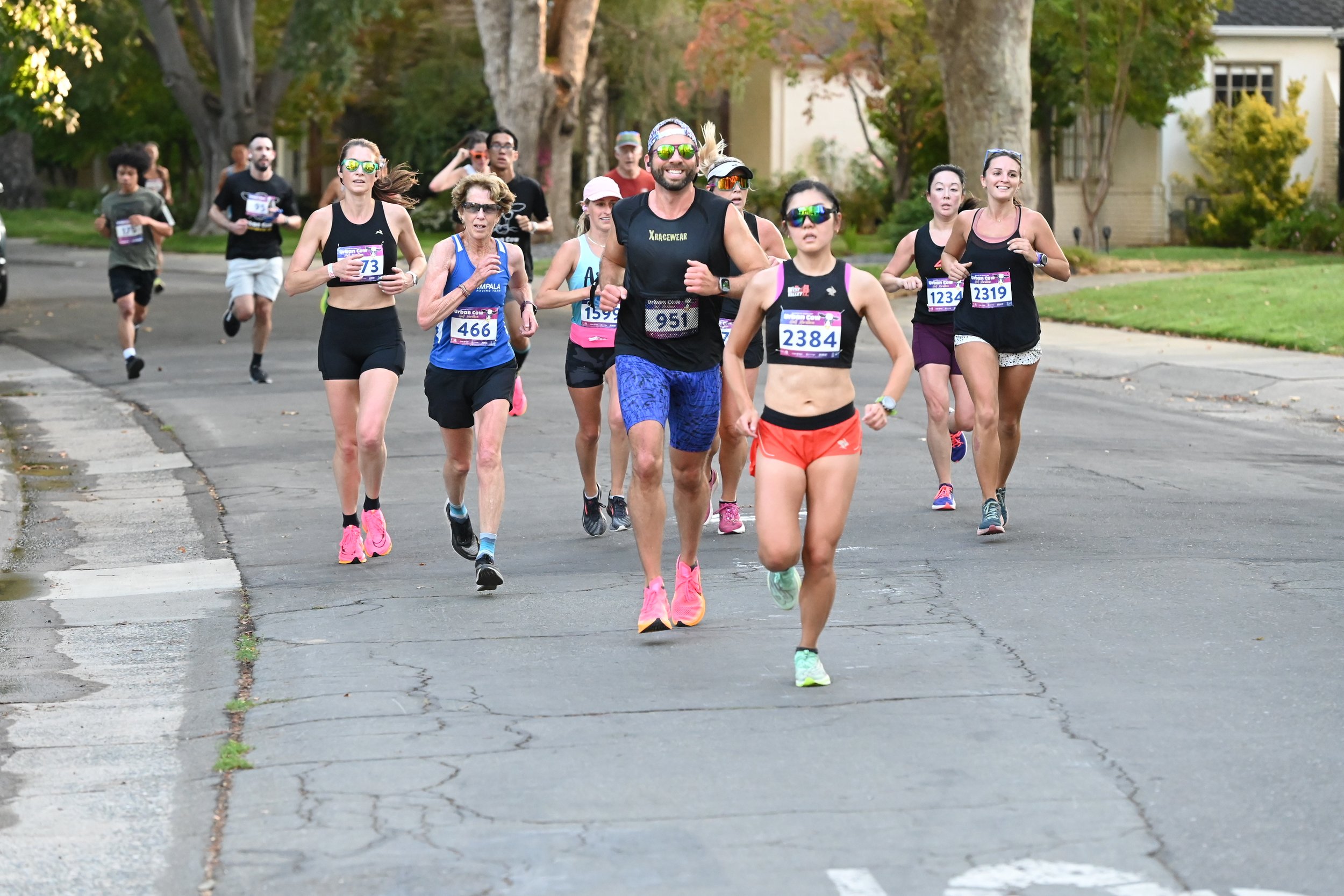 Runners in a road race for the Urban Cow half marathon in Sacramento, California